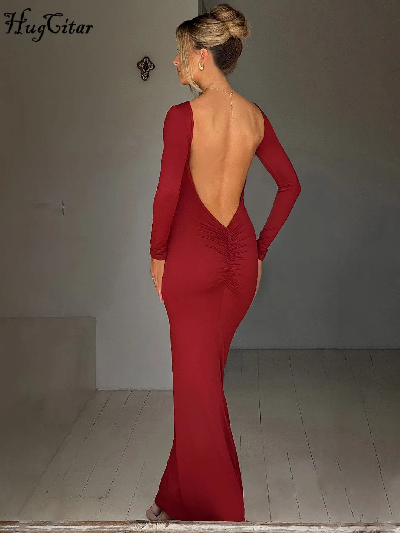Long Sleeve Backless Dress
