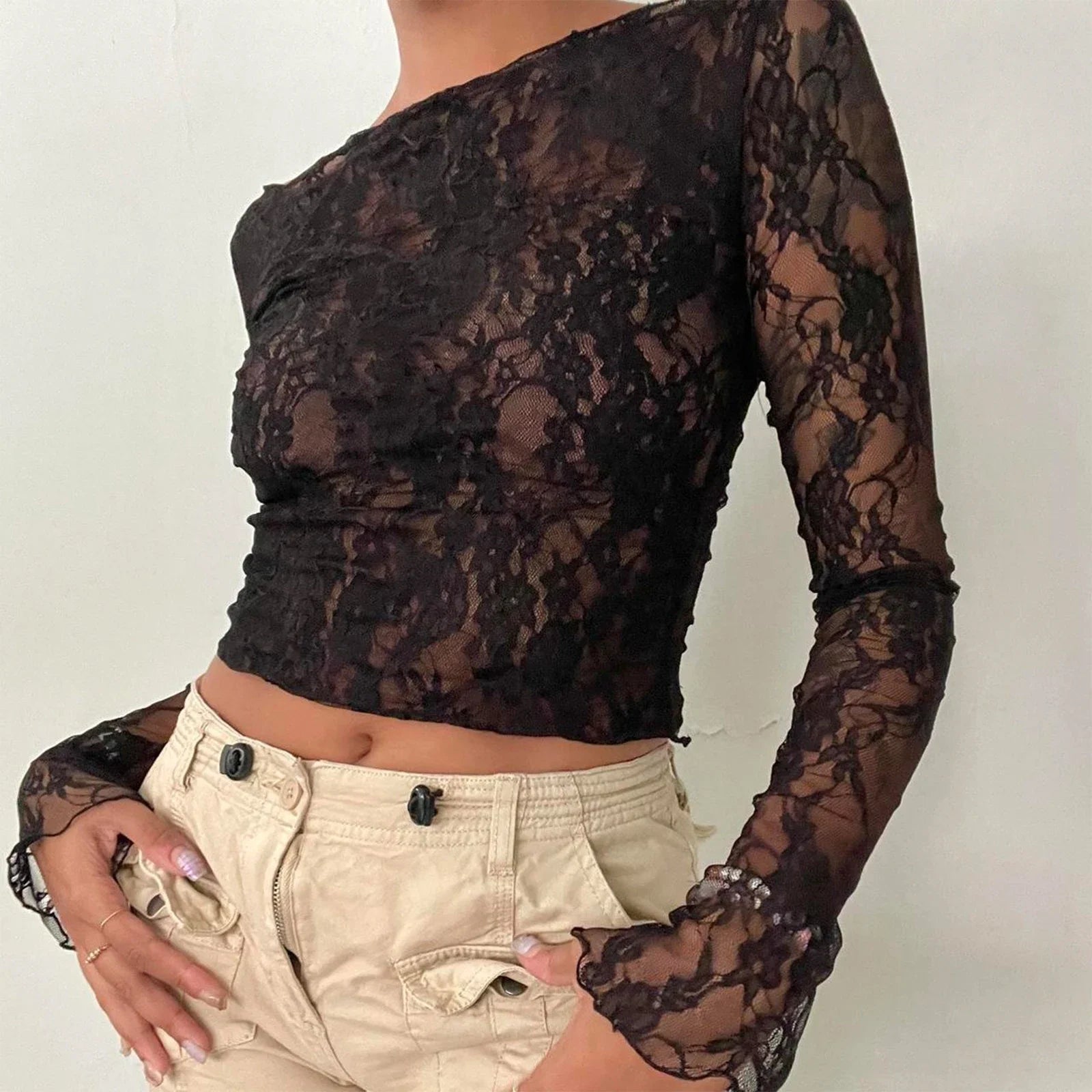 Laced Mesh Crop Top