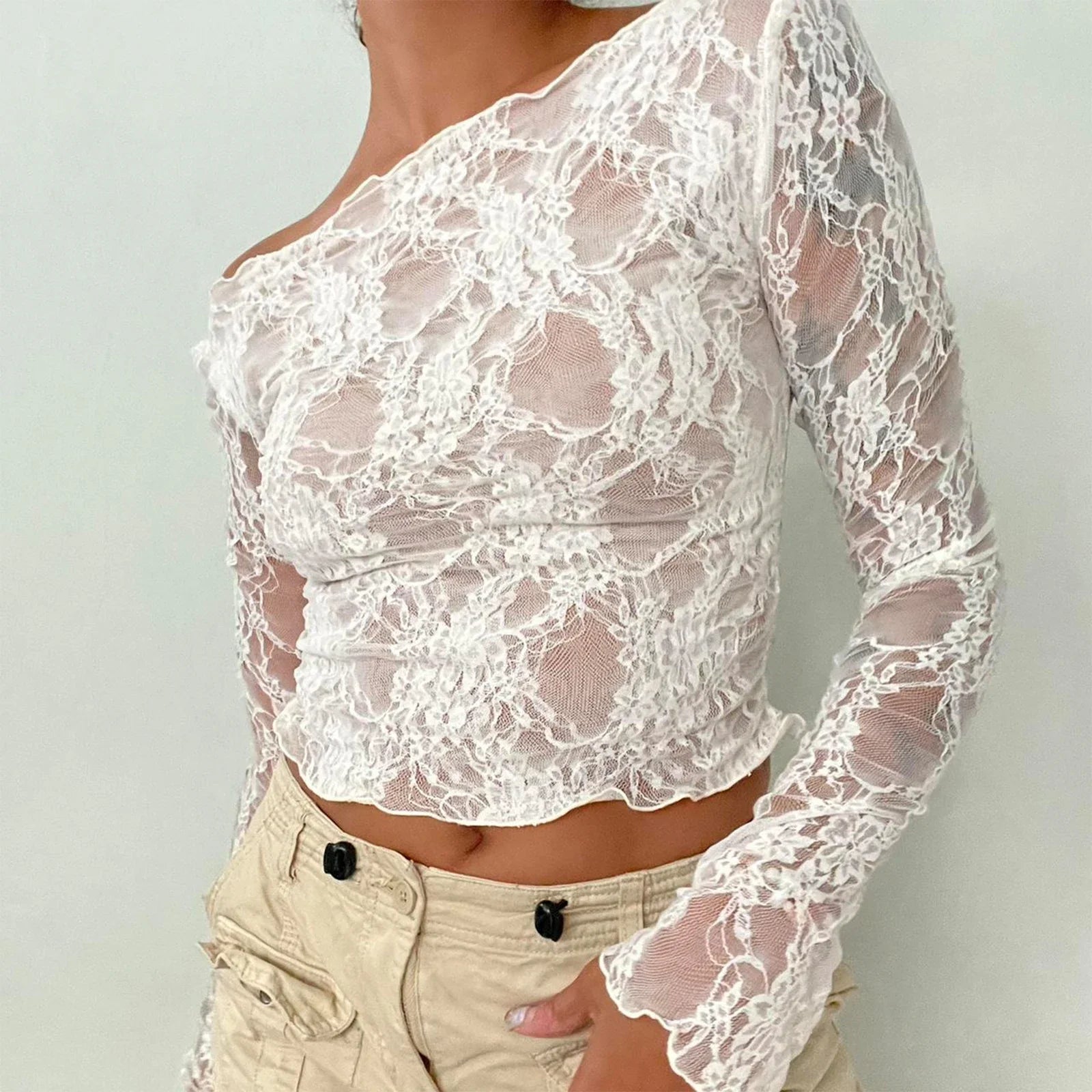 Laced Mesh Crop Top