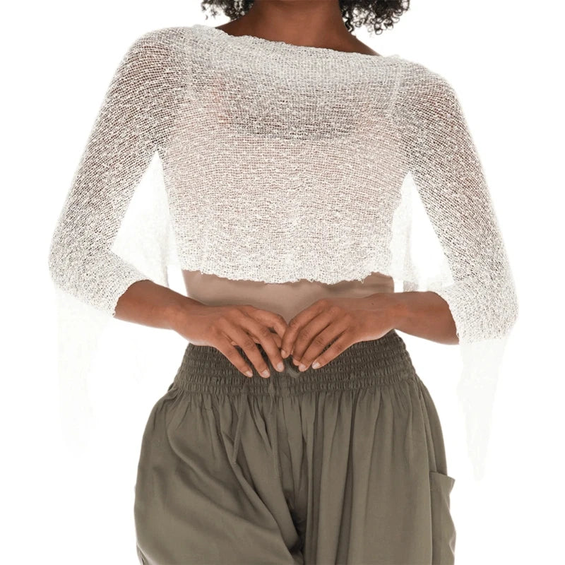 Irregular Knitted Crop Top Pullover