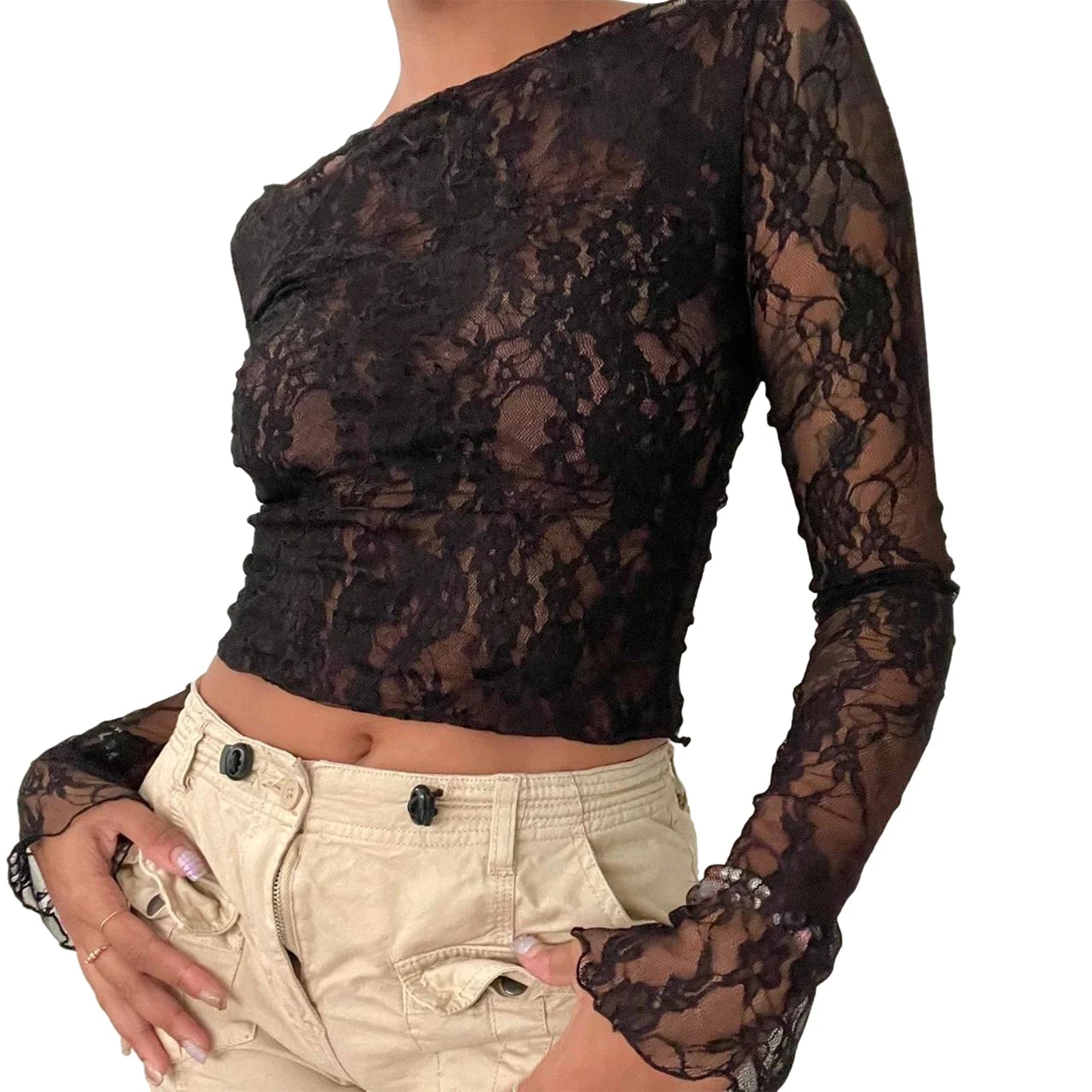 Laced Mesh Crop Top