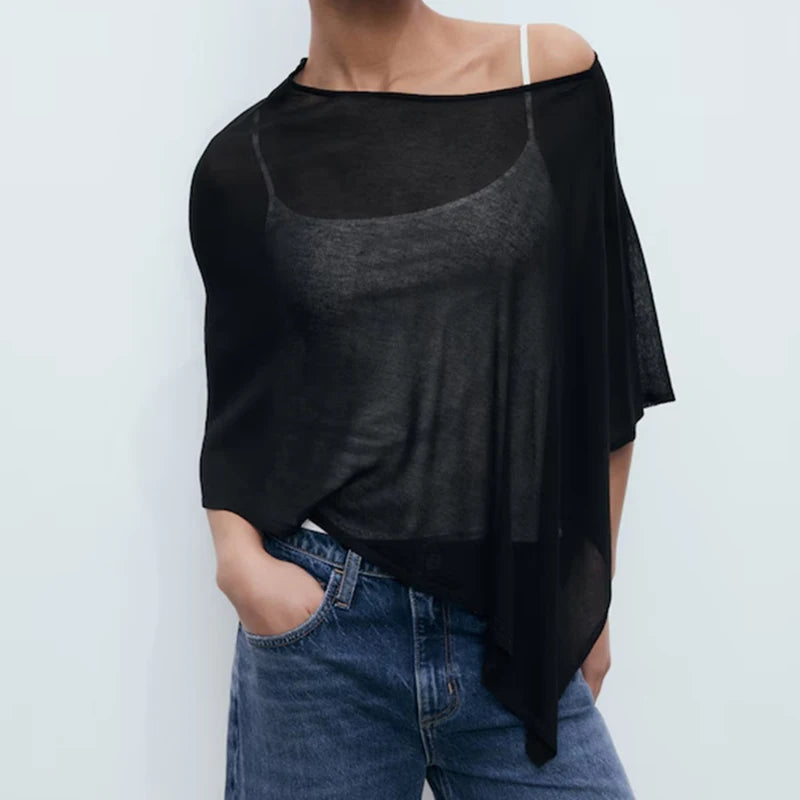 Irregular Knitted Crop Top Pullover
