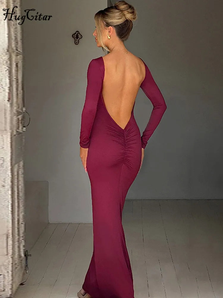Long Sleeve Backless Dress