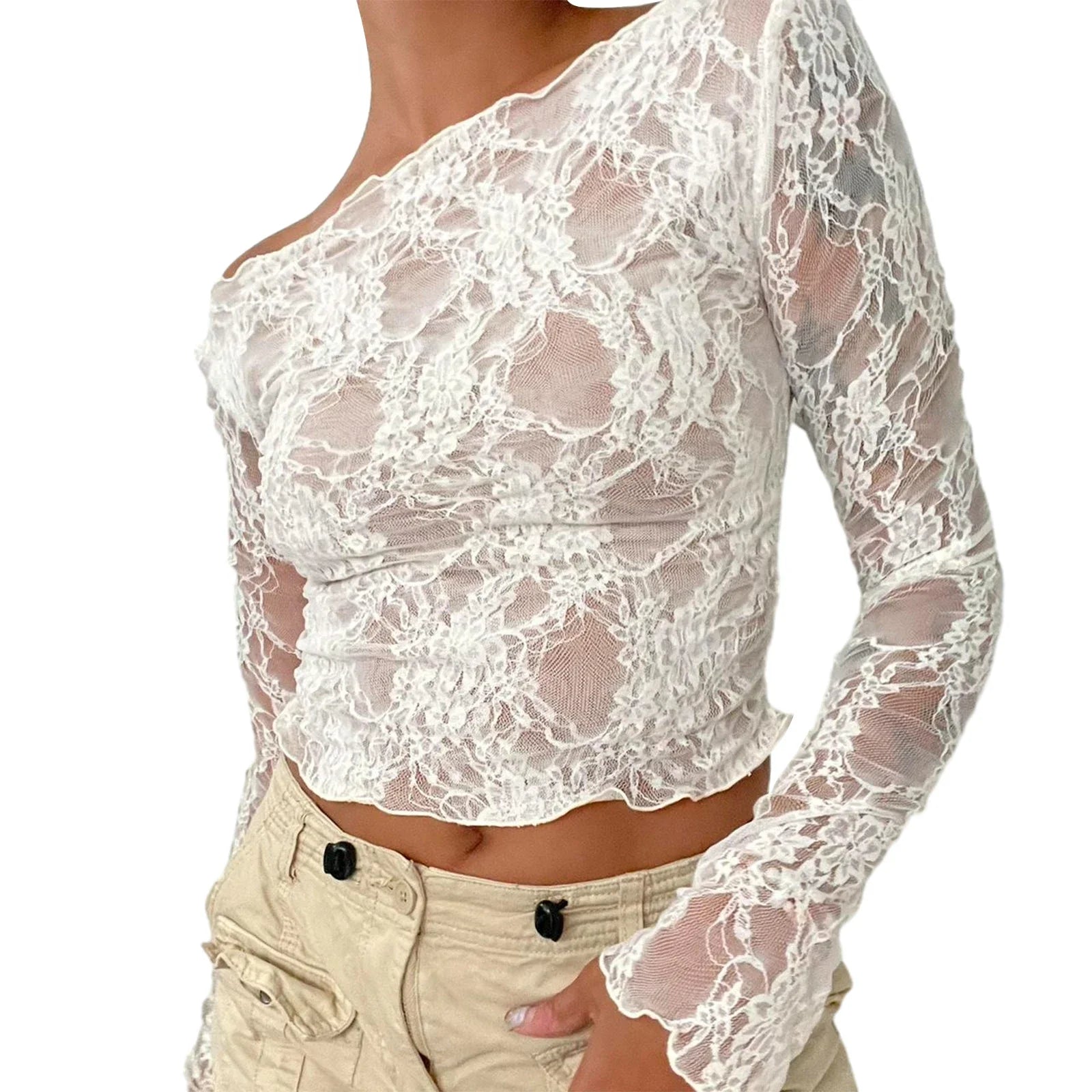 Laced Mesh Crop Top