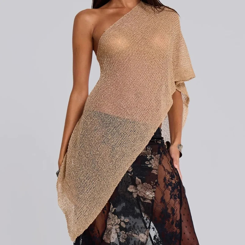 Irregular Knitted Crop Top Pullover