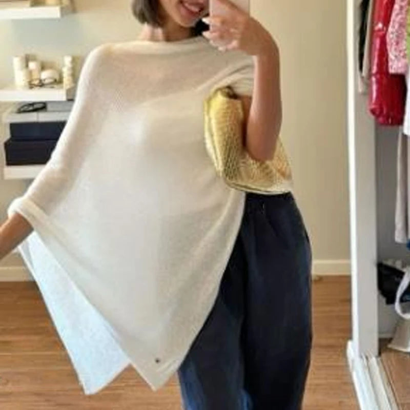 Irregular Knitted Crop Top Pullover